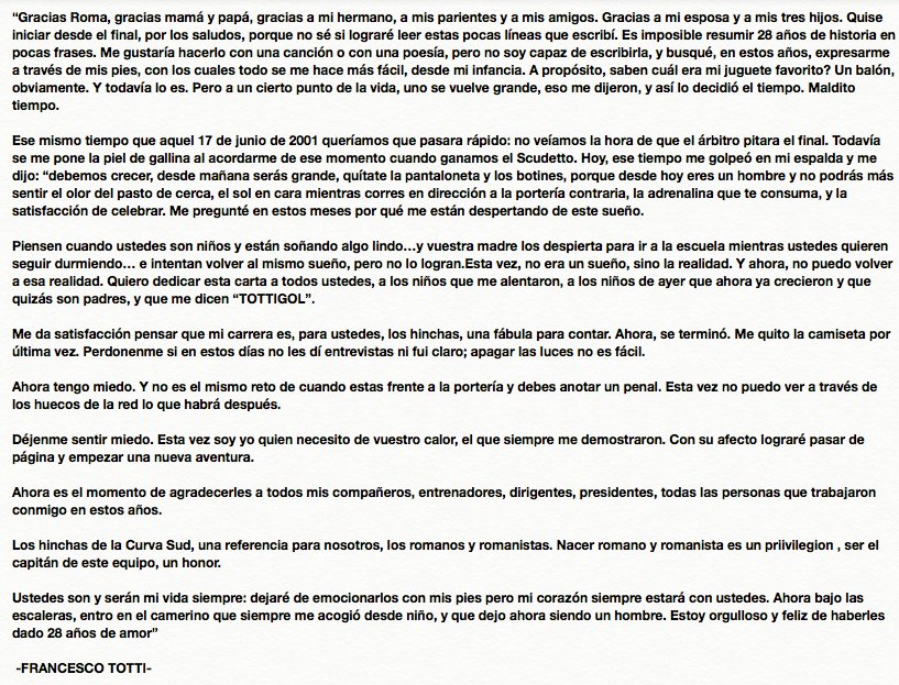 Carta de Francesco Totti